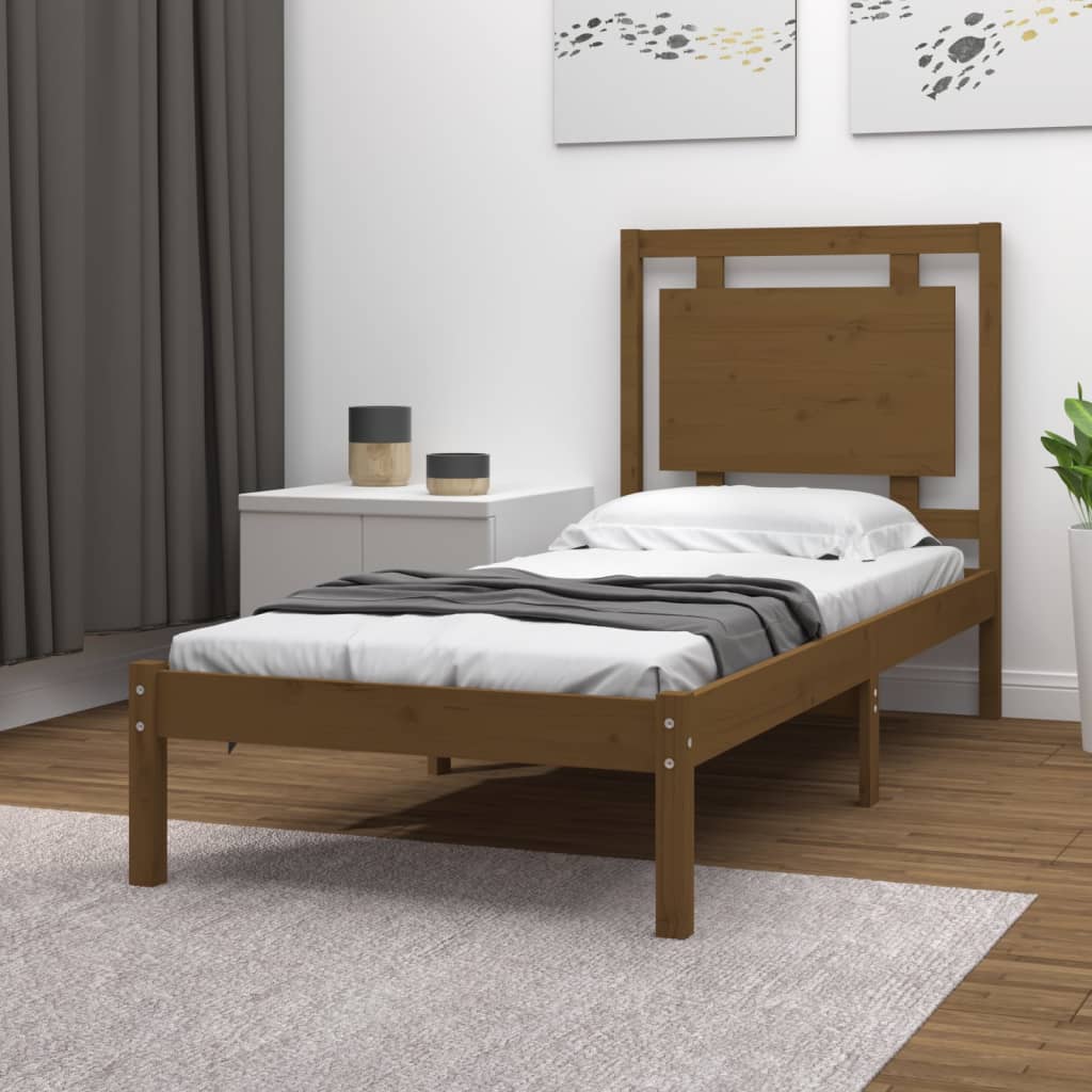 vidaXL Bedframe massief hout honingbruin 100x200 cm