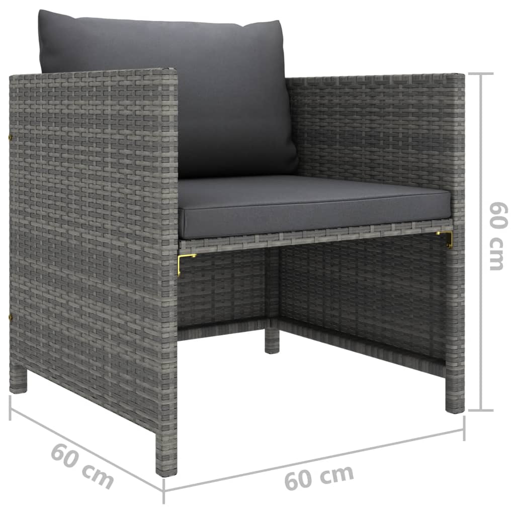 vidaXL 7-delige Loungeset met kussens poly rattan grijs