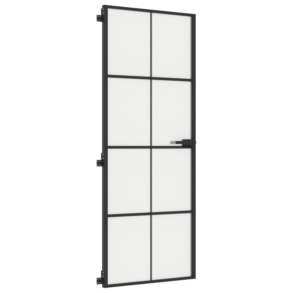 vidaXL Binnendeur smal 76x201,5 cm gehard glas en aluminium zwart