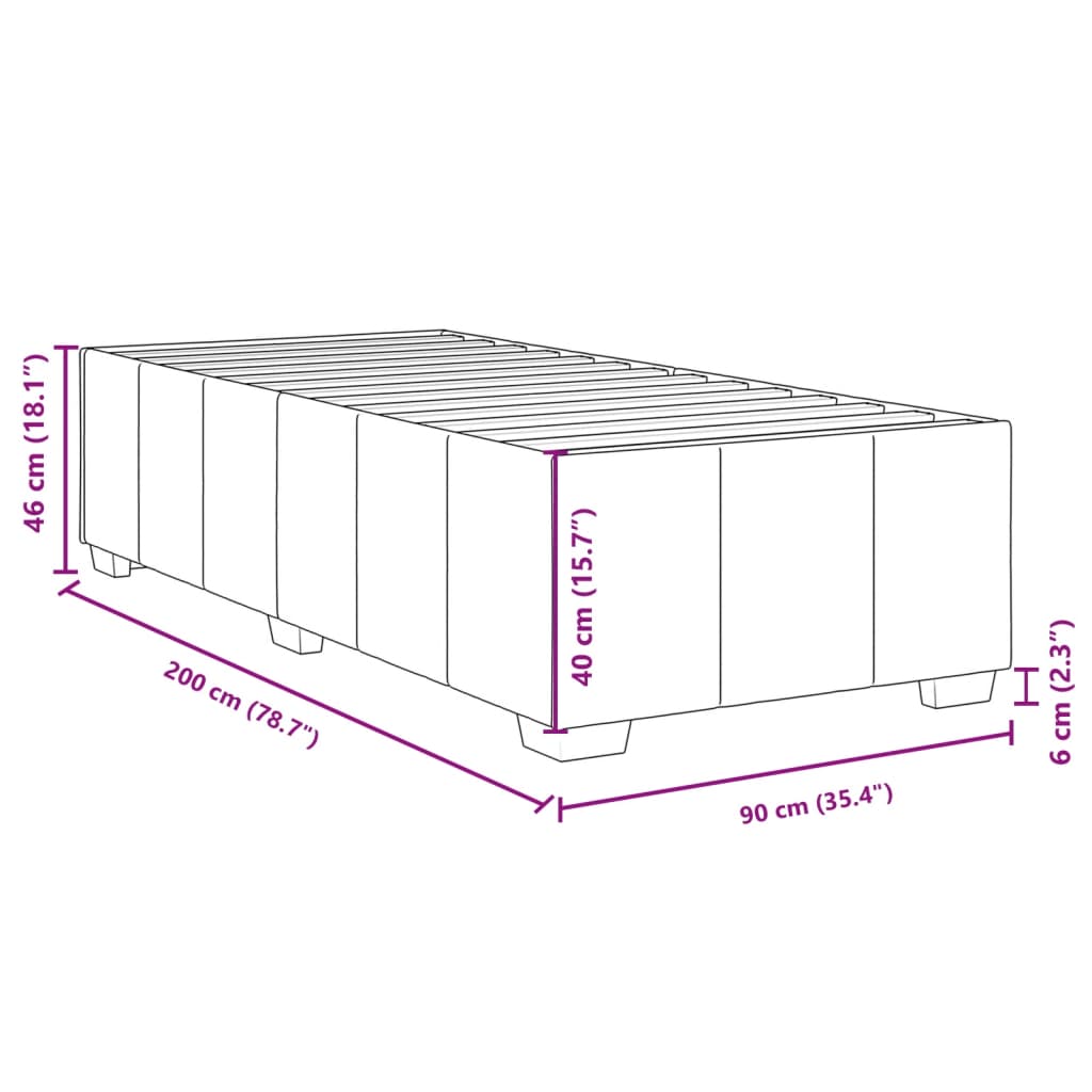 vidaXL Boxspring met matras stof lichtgrijs 90x200 cm