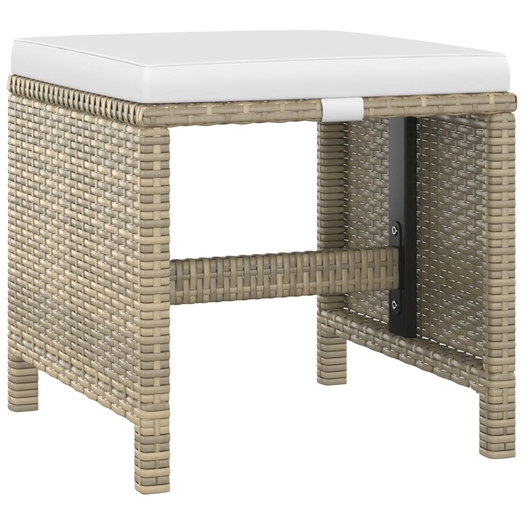 vidaXL 5-delige Tuinset met kussens poly rattan beige