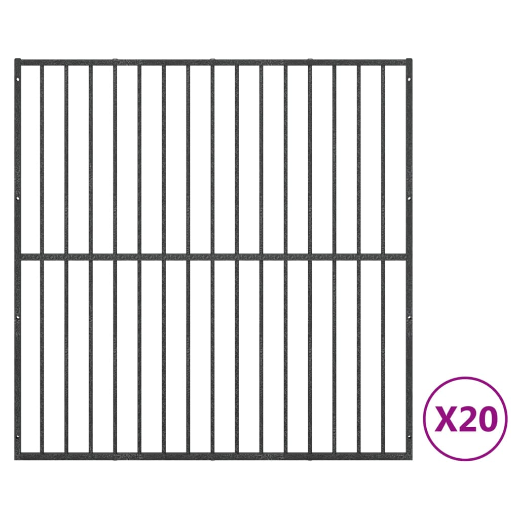 vidaXL Hondenkennel 20 panelen gepoedercoat staal zwart