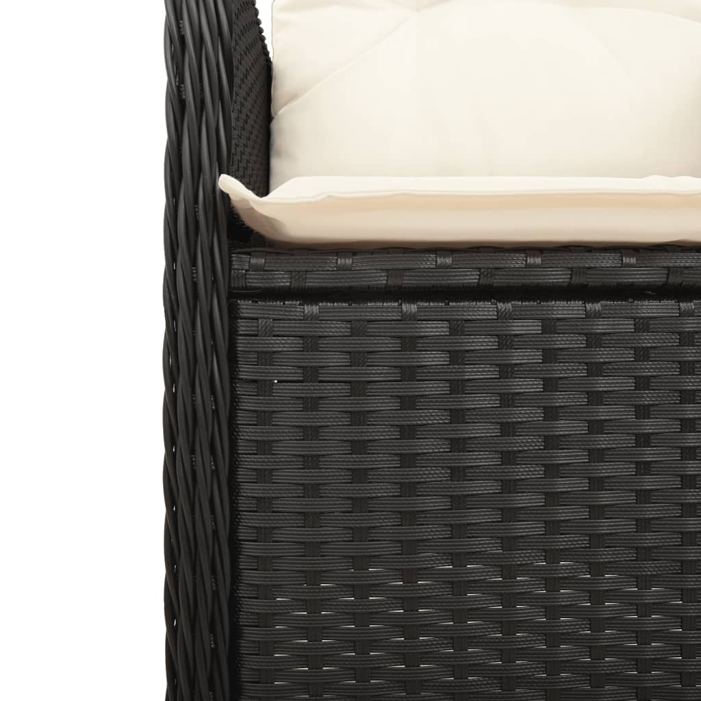 vidaXL 9-delige Bistroset met kussens poly rattan zwart