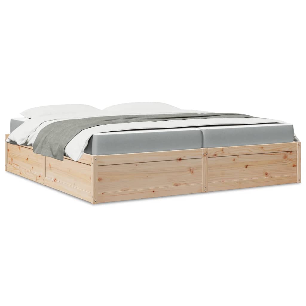 vidaXL Bed met matras massief grenenhout 200x200 cm