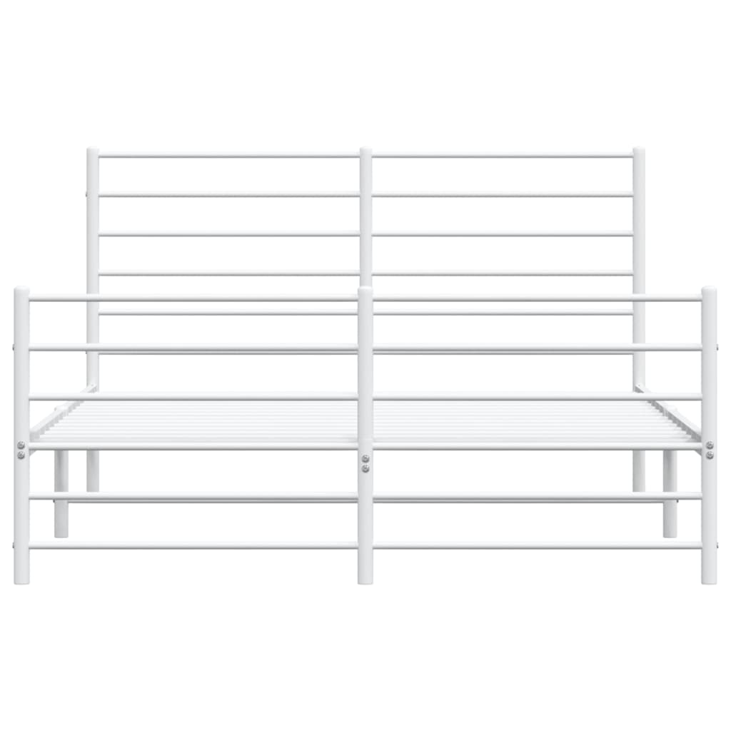 vidaXL Bedframe met hoofd- en voeteneinde metaal wit 140x190 cm