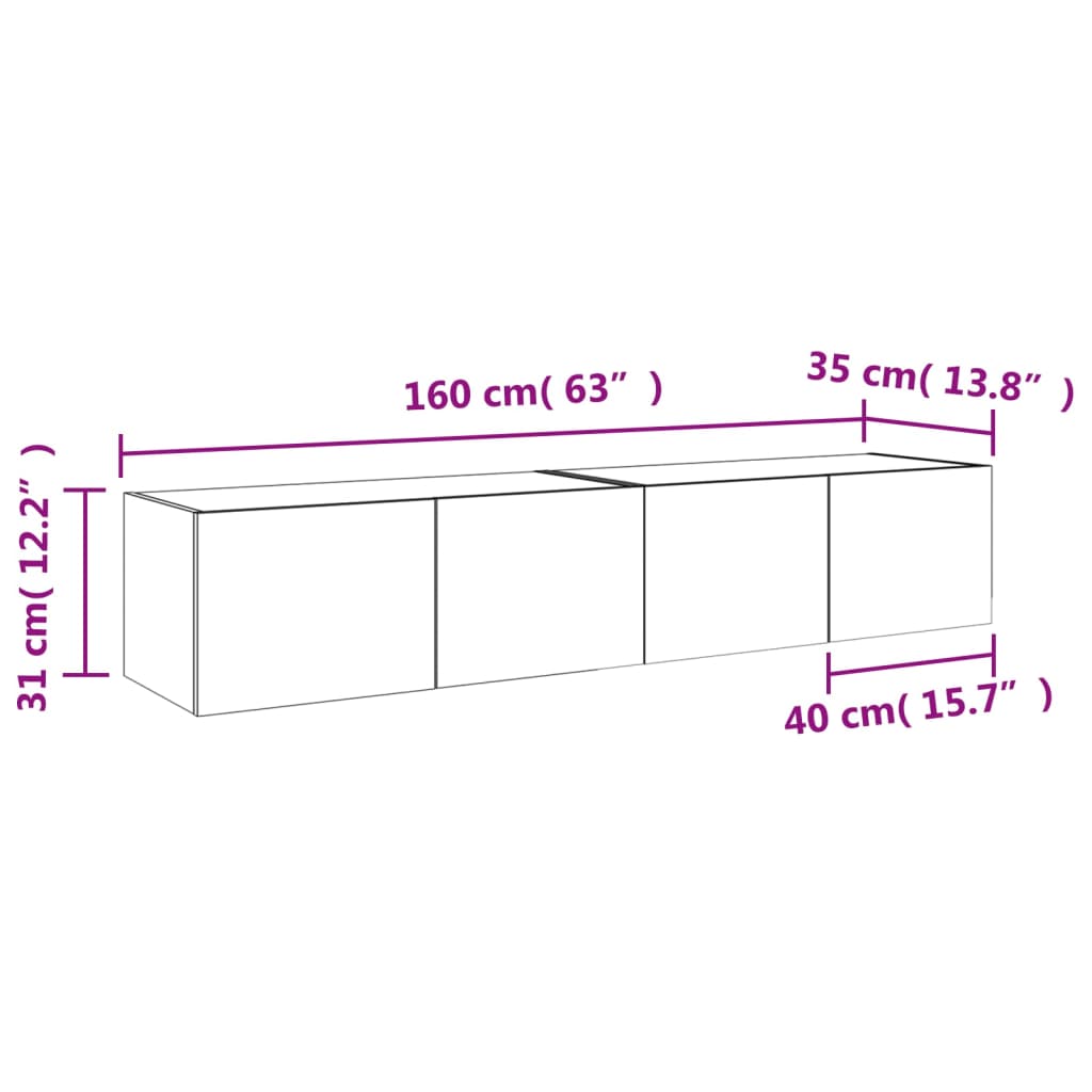 vidaXL Tv-wandmeubels met LED-verlichting 2 st 80x35x31 cm wit