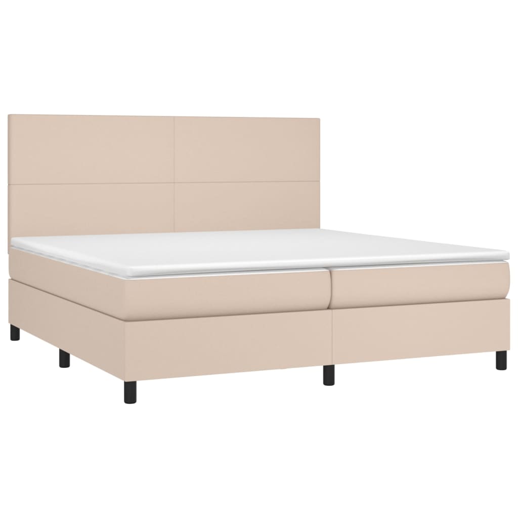 vidaXL Boxspring met matras en LED kunstleer cappuccinokleur 200x200cm