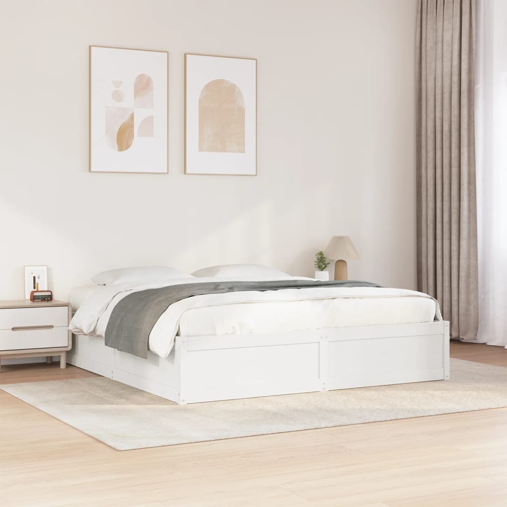 vidaXL Bedframe zonder matras massief grenenhout wit 200x200 cm