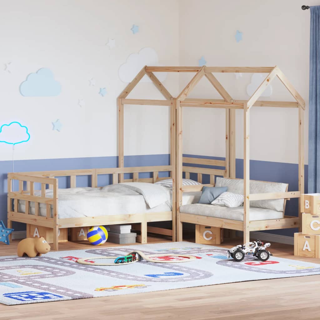 vidaXL Kinderbedset met huisje massief grenenhout 90x200 cm