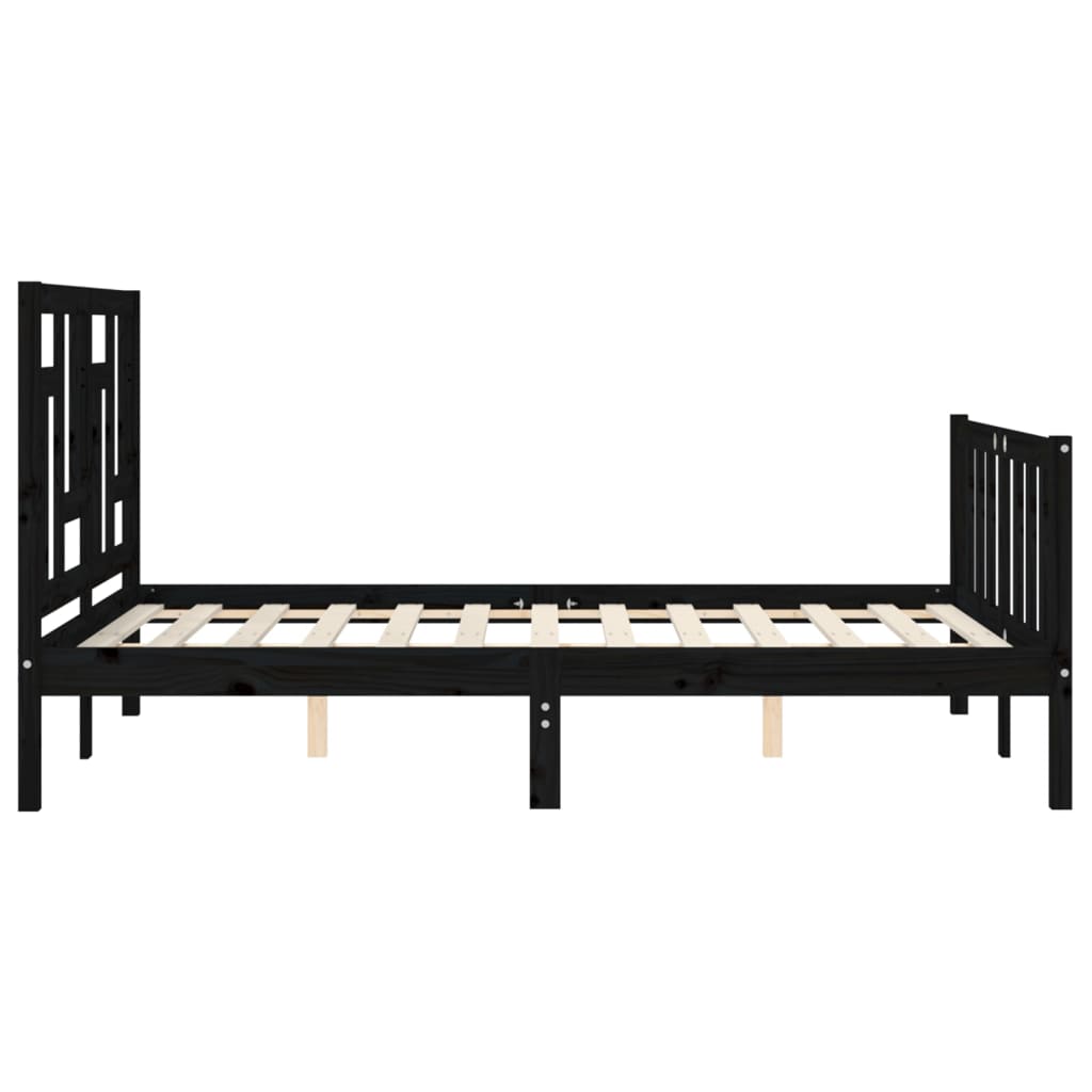 vidaXL Bedframe met hoofdbord massief hout zwart