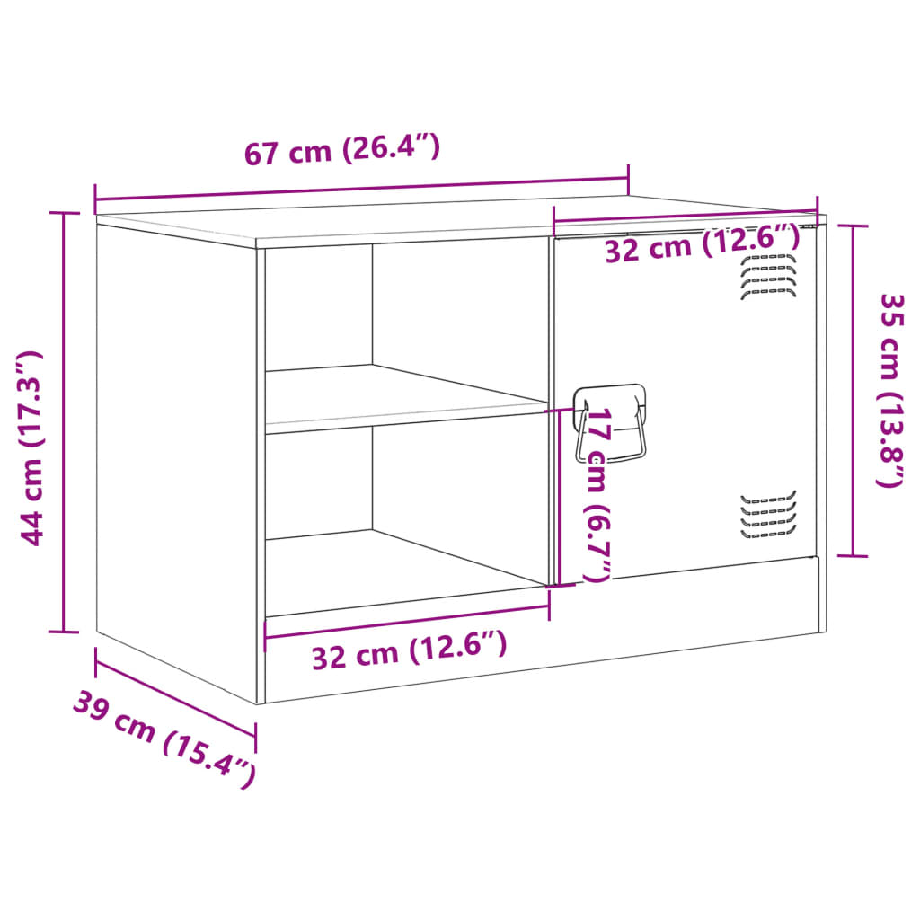 vidaXL Tv-meubel 67x39x44 cm staal roze