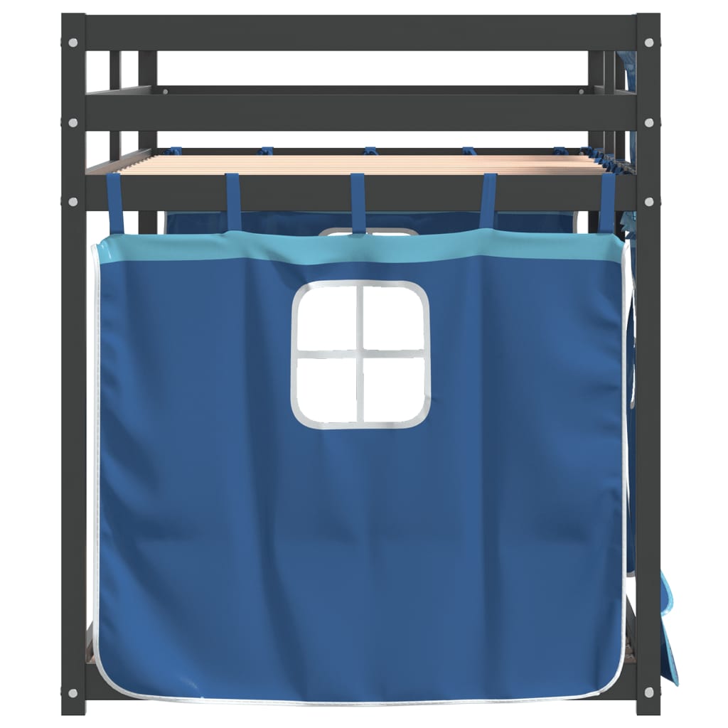 vidaXL Stapelbed met gordijnen 90x200 cm massief grenenhout blauw