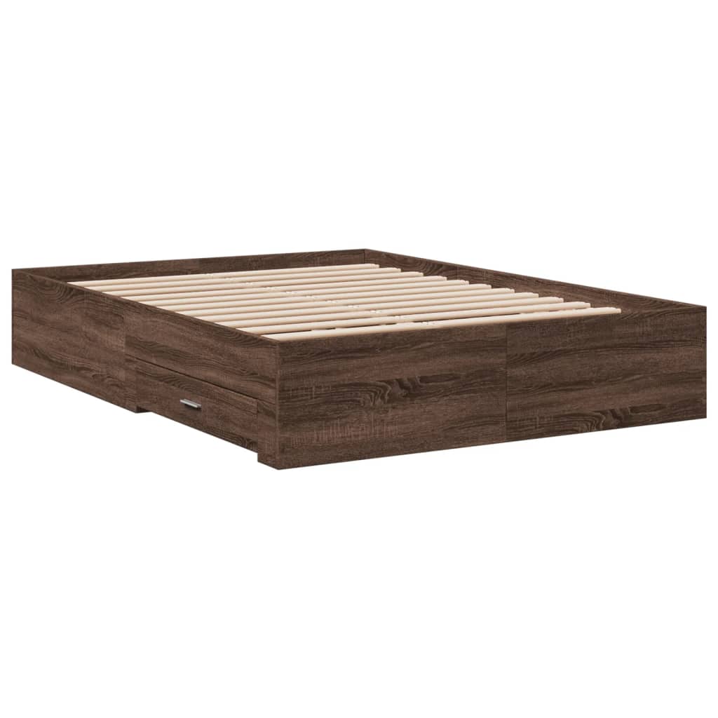 vidaXL Bedframe met lades bewerkt hout bruin eikenkleur 140x190 cm