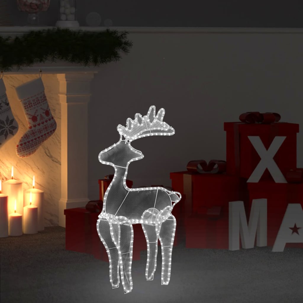 vidaXL Kerstversiering rendier met mesh 306 LED's 60x24x89 cm