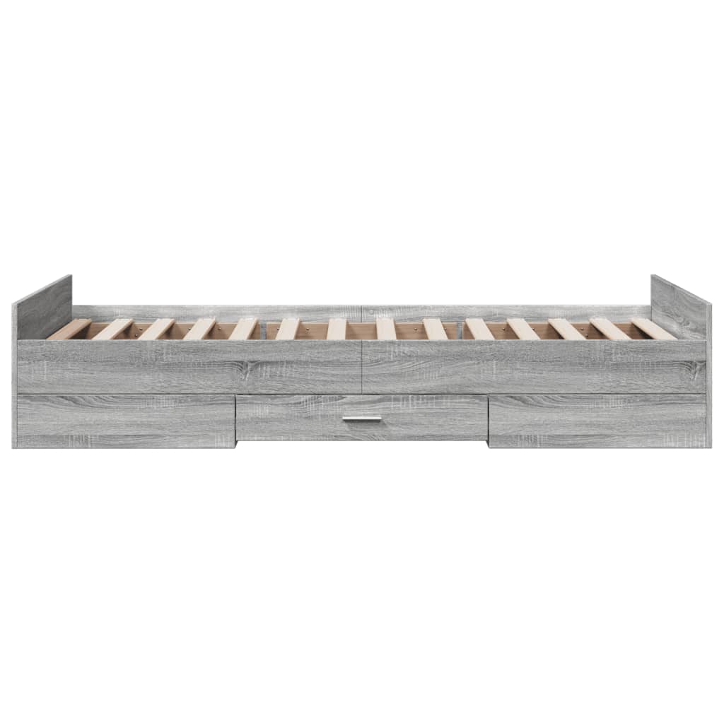 vidaXL Bedframe met lades bewerkt hout grijs sonoma eiken 90x190 cm