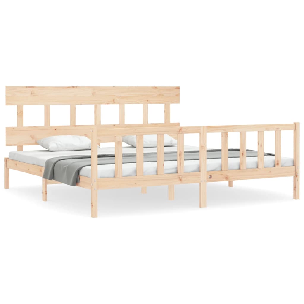 vidaXL Bedframe met hoofdbord massief hout