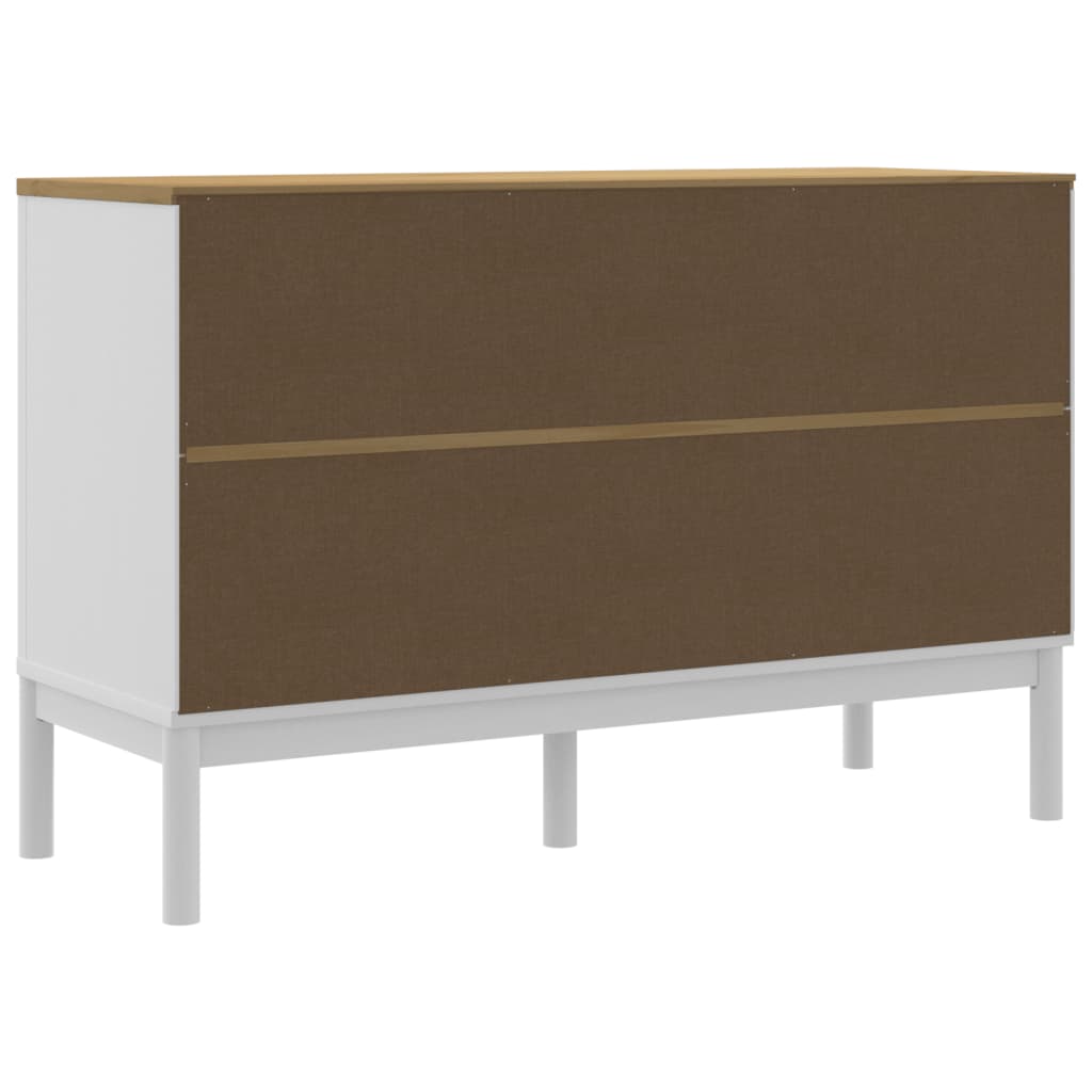 vidaXL Dressoir FLORO 114x43x74 cm massief grenenhout wit