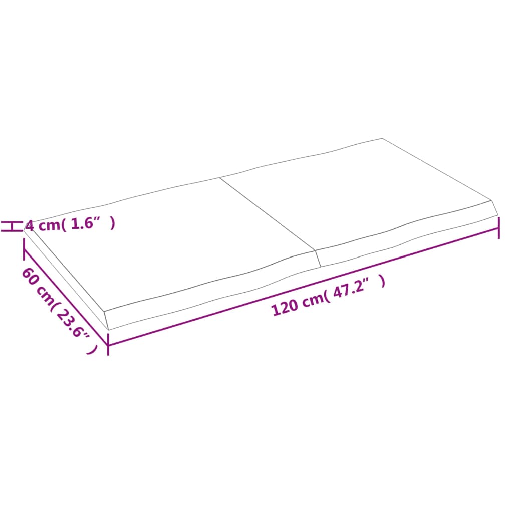 vidaXL Tafelblad natuurlijke rand 120x60x(2-4) cm massief eikenhout