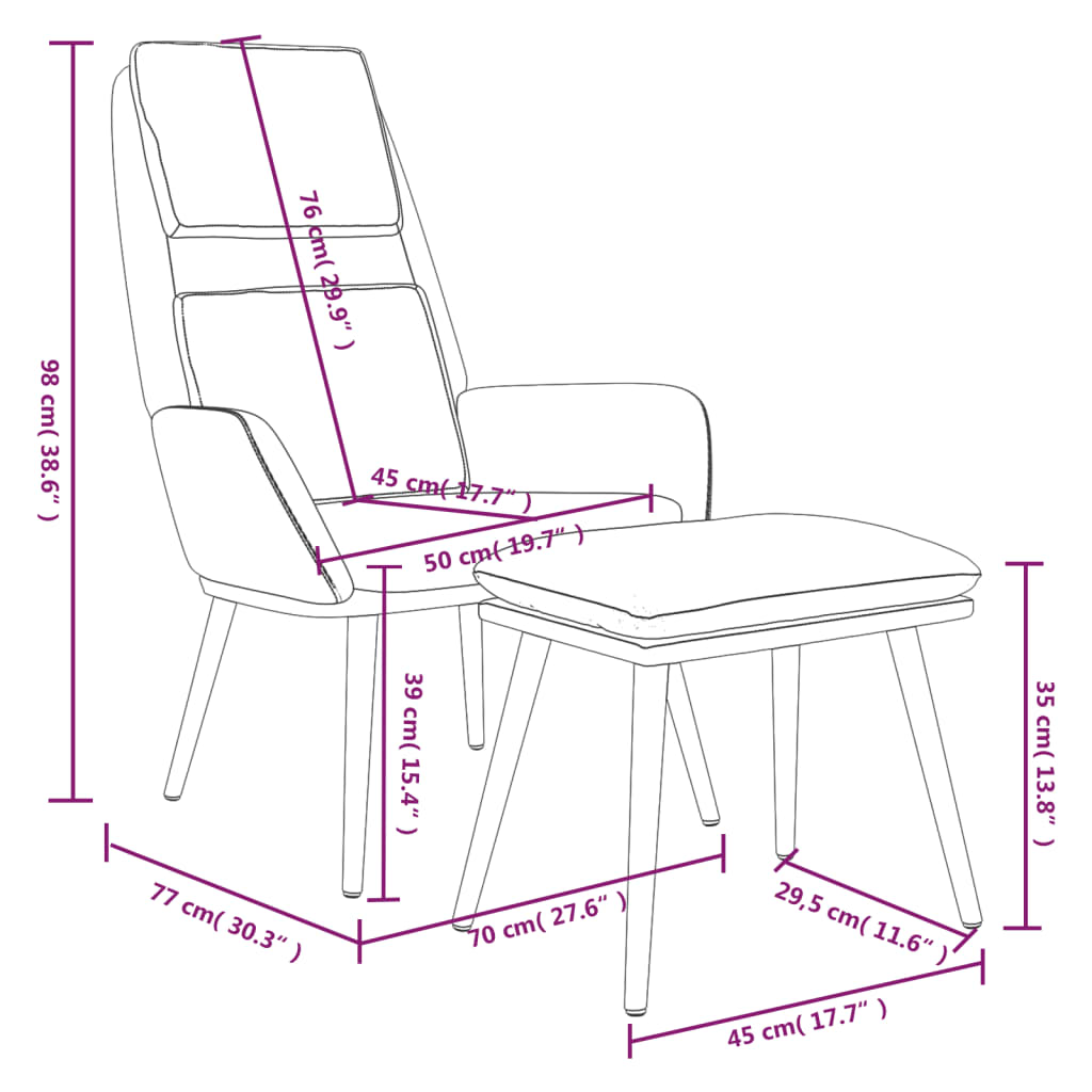 vidaXL Relaxstoel met voetenbank stof lichtgrijs