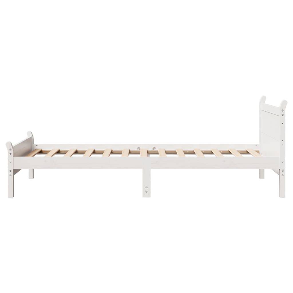 vidaXL Bedframe zonder matras massief grenenhout wit 90x200 cm