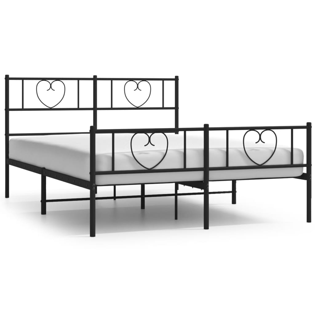 vidaXL Bedframe met hoofd- en voeteneinde metaal zwart 140x190 cm