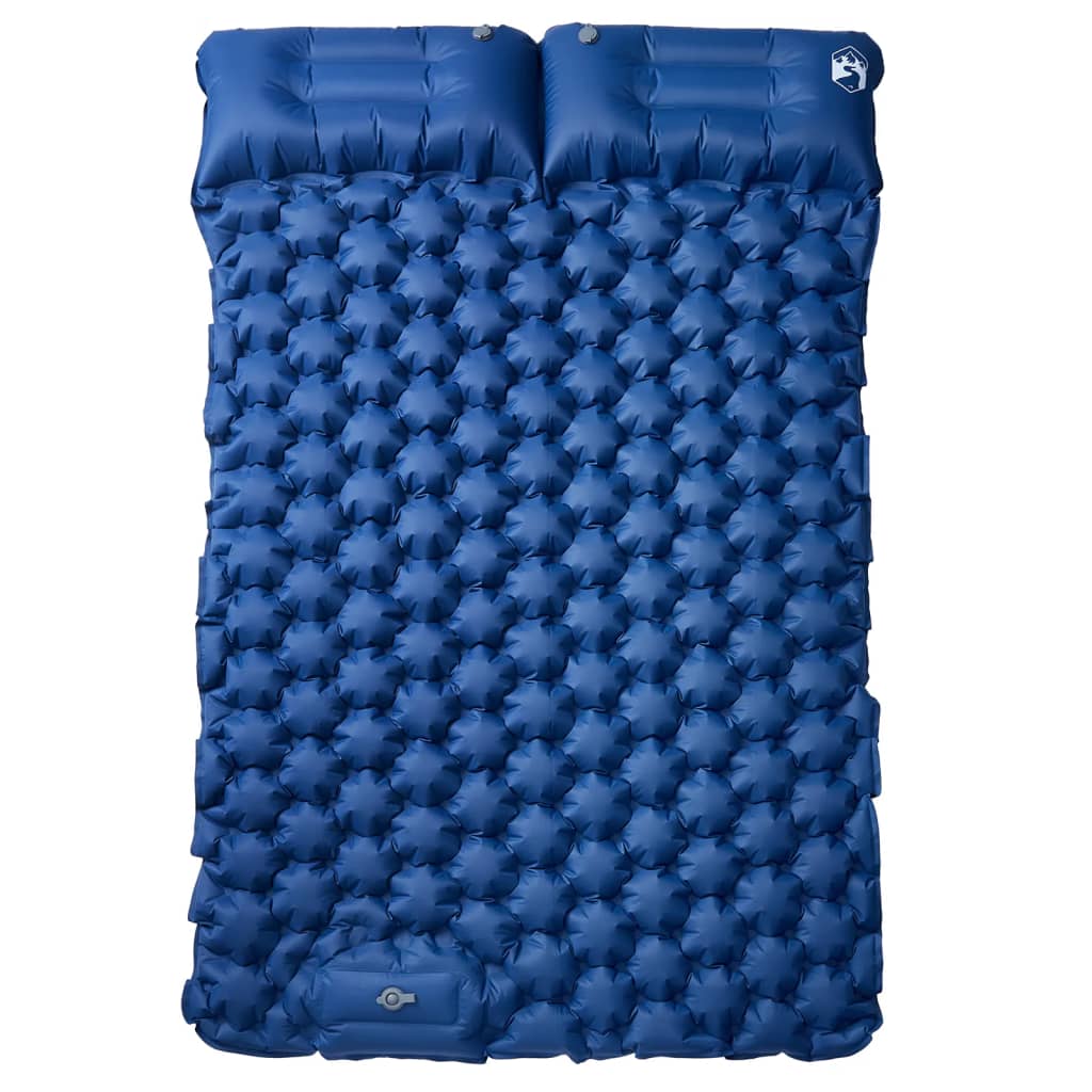 vidaXL Kampeermatras met kussens zelfopblazend 2-persoons marineblauw