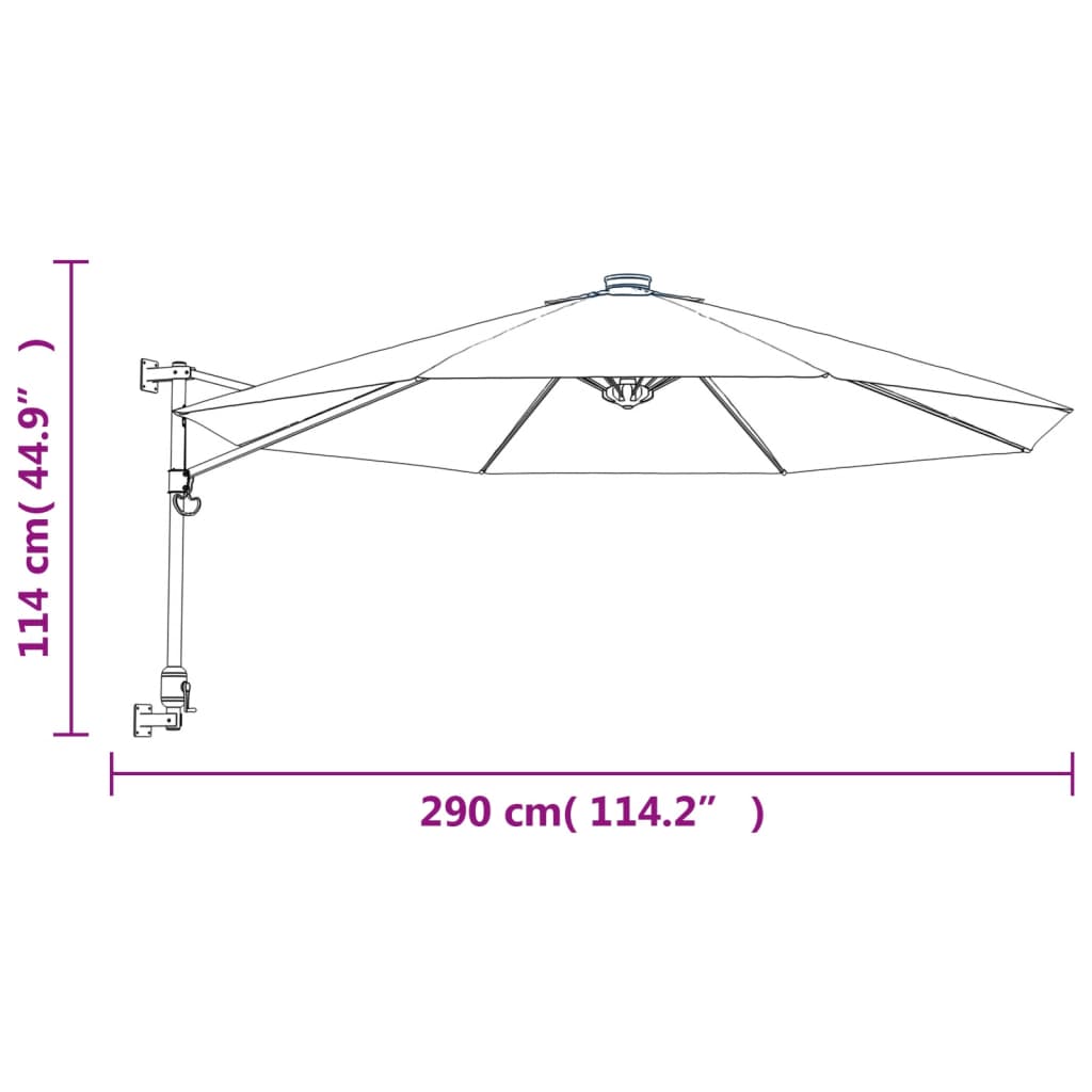 vidaXL Wandparasol met LEDs 290 cm appelgroen