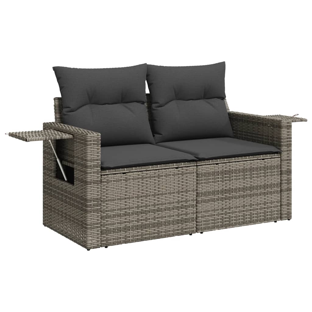 vidaXL 14-delige Loungeset met kussens poly rattan grijs