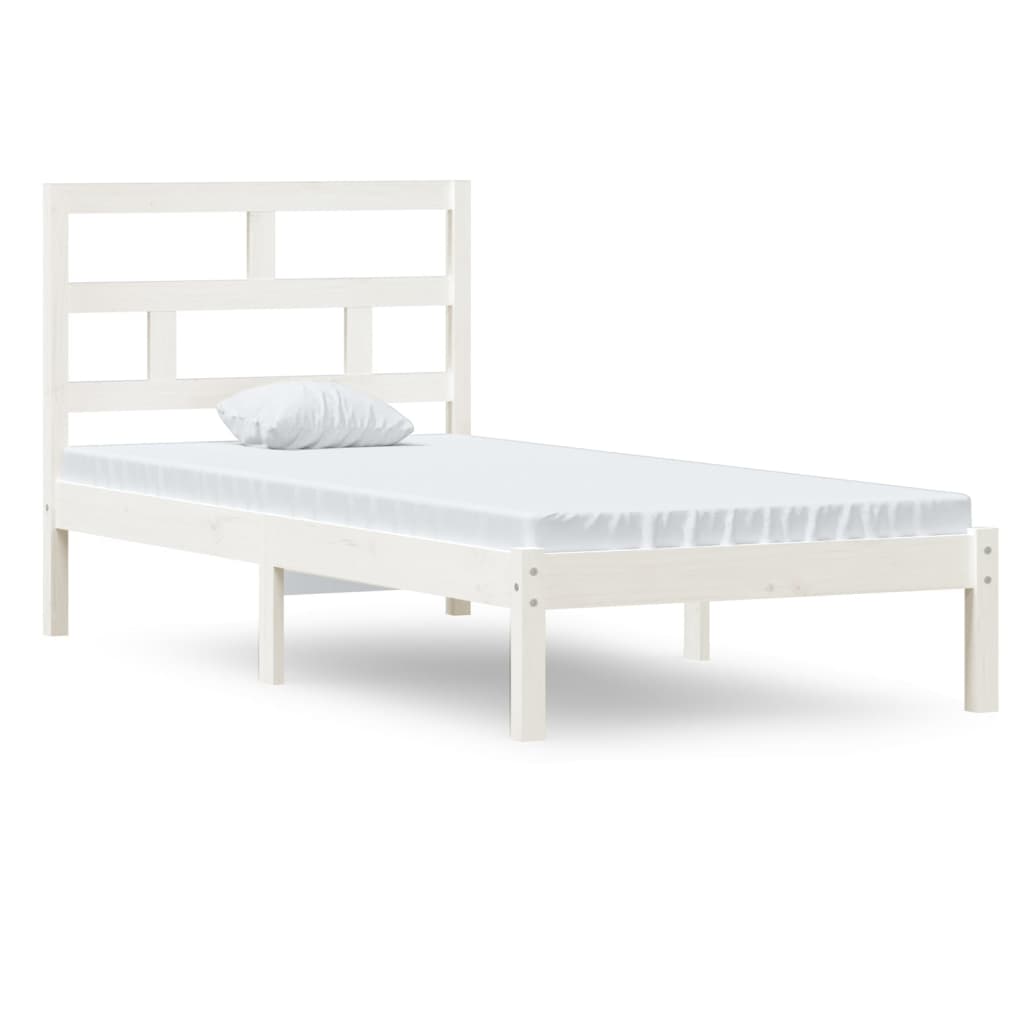 vidaXL Bedframe massief hout wit 90x190 cm