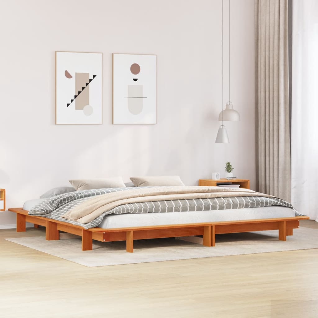 vidaXL Bedframe zonder matras massief grenenhout wasbruin 160x200 cm