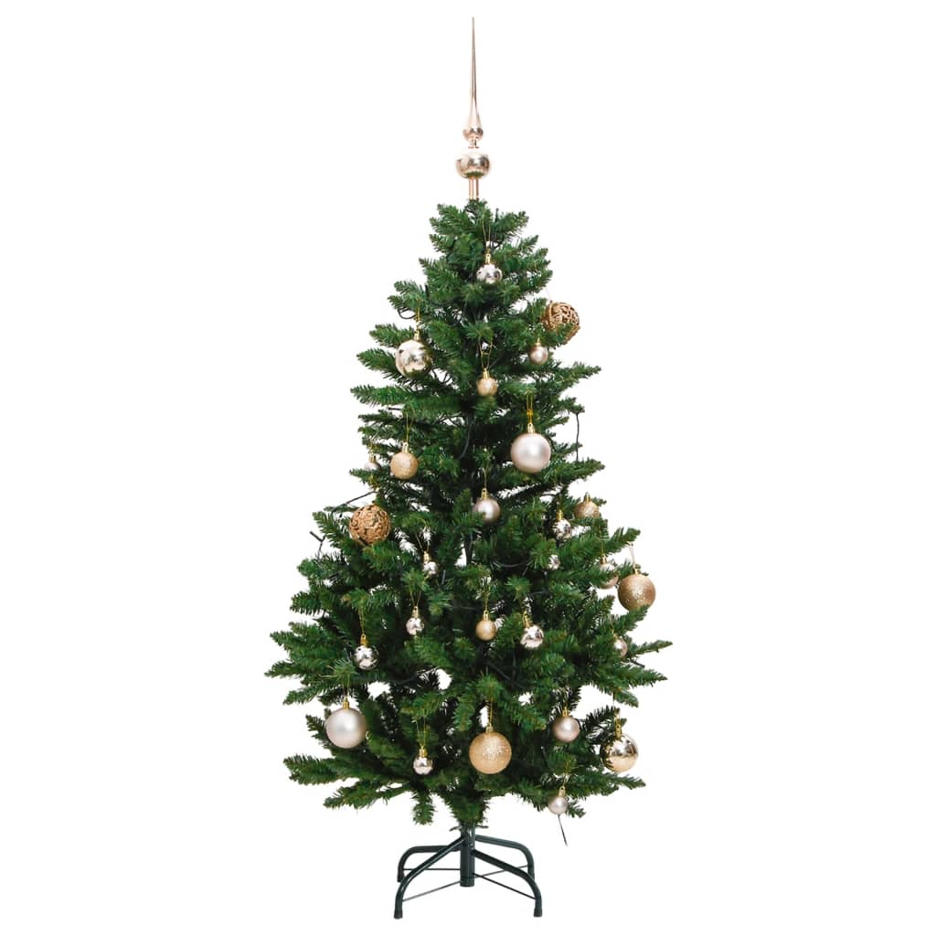 vidaXL Kunstkerstboom met scharnieren 150 LED en kerstballen 120 cm