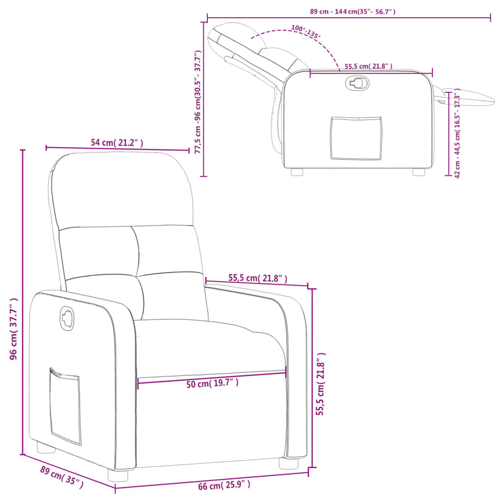 vidaXL Fauteuil verstelbaar stof donkergrijs