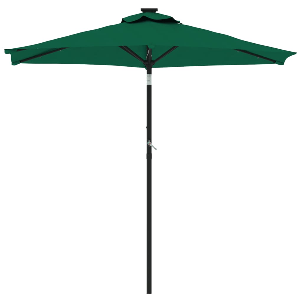 vidaXL Parasol met LED's en stalen paal 225x225x212 cm groen