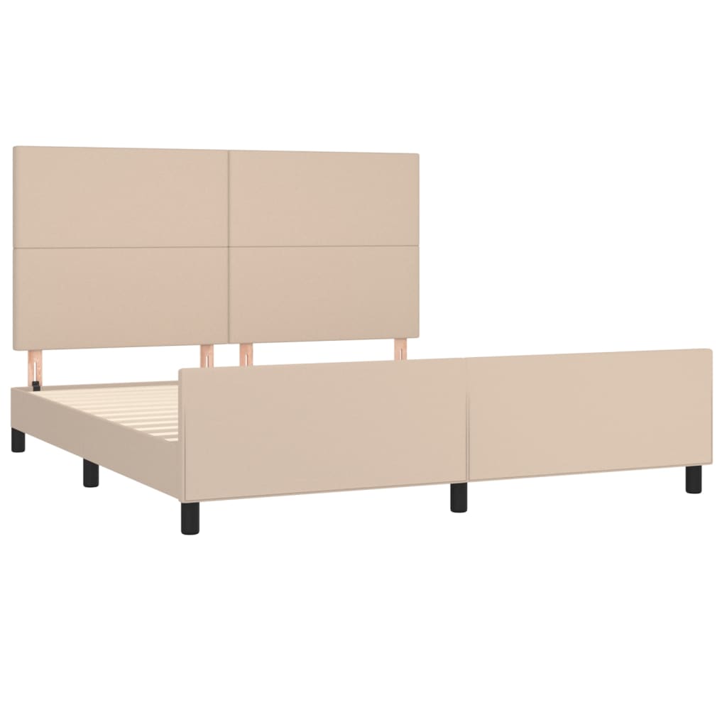 vidaXL Bedframe met hoofdbord kunstleer cappuccinokleurig 180x200 cm