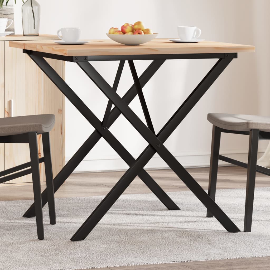 vidaXL Eettafel X-frame 90x90x75,5 cm massief grenenhout en gietijzer