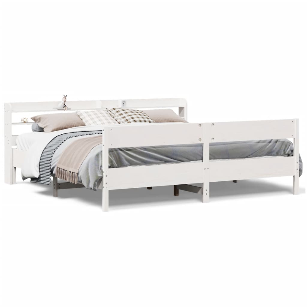 vidaXL Bedframe zonder matras massief grenenhout wit 180x200 cm