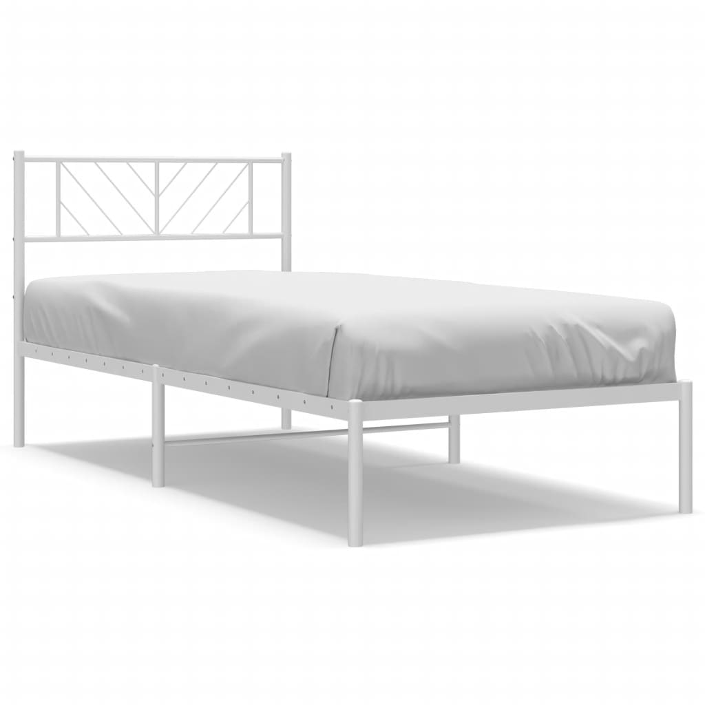 vidaXL Bedframe met hoofdbord metaal wit 100x200 cm