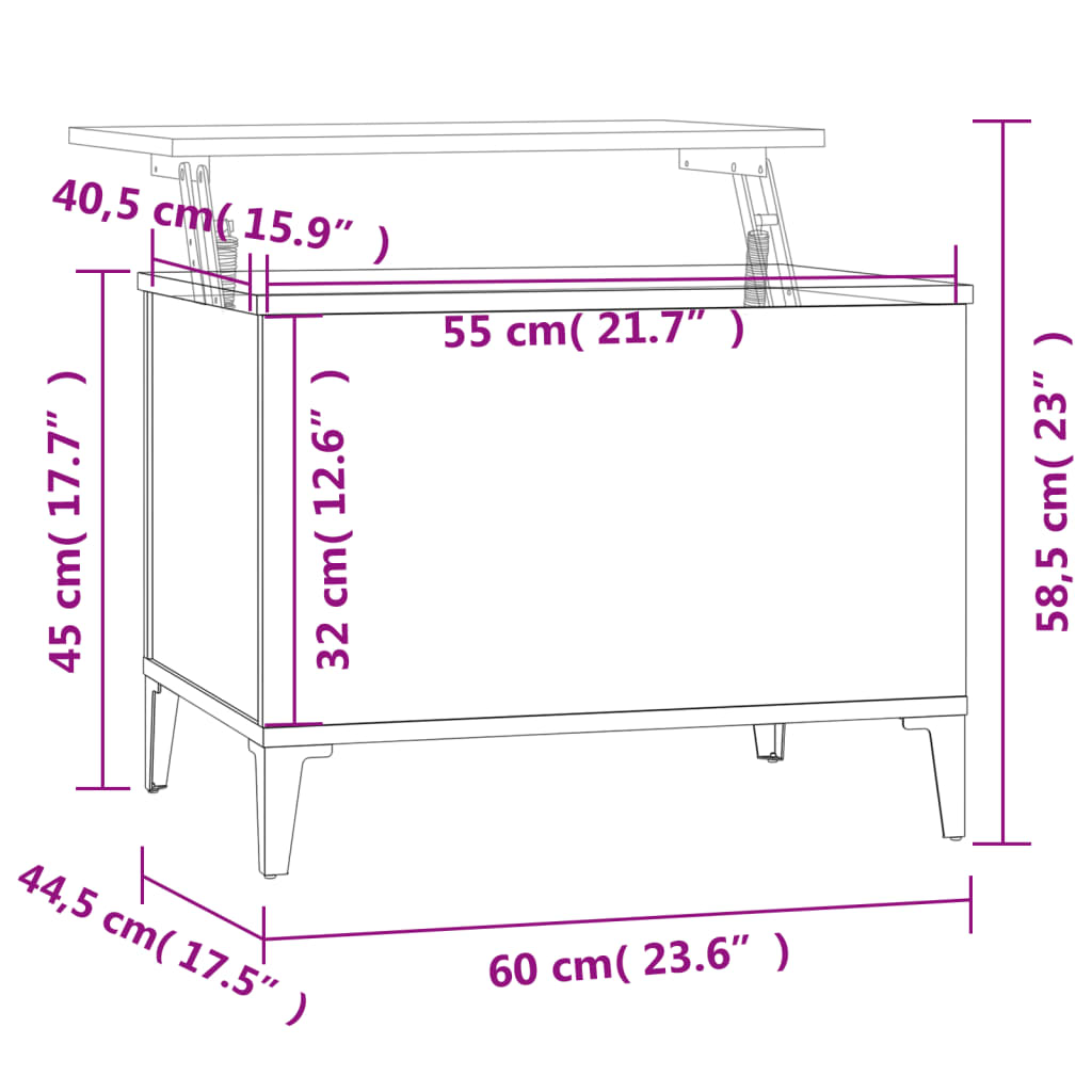 vidaXL Salontafel 60x44,5x45 cm bewerkt hout bruin eikenkleur