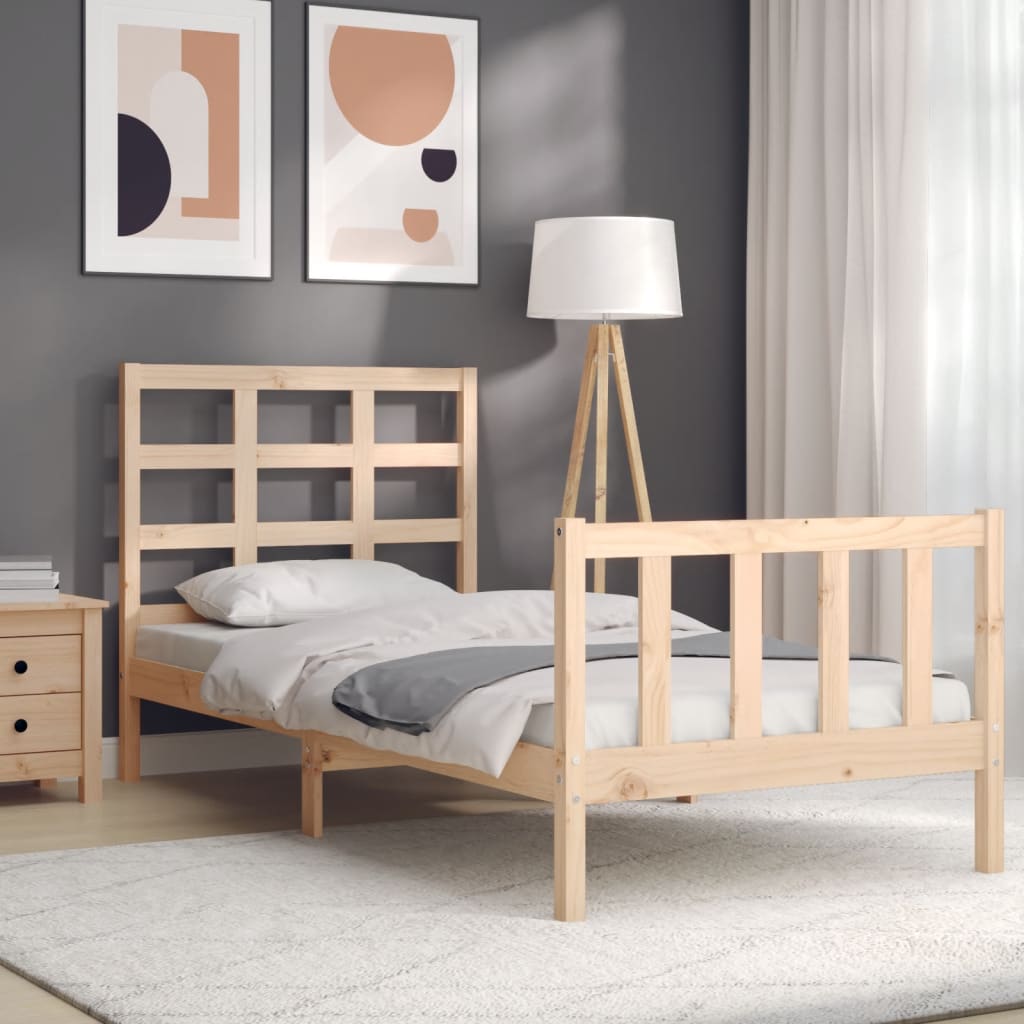 vidaXL Bedframe met hoofdbord massief hout