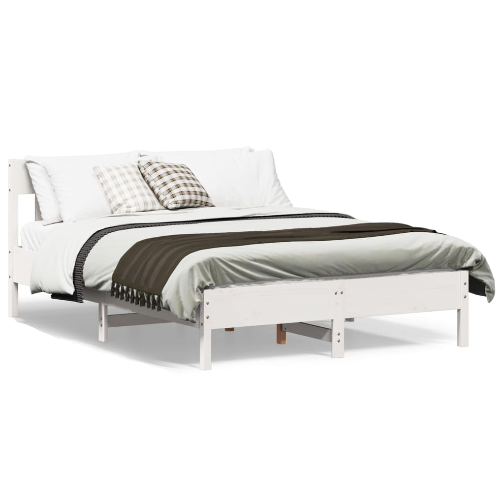 vidaXL Bedframe zonder matras massief grenenhout wit 120x190 cm