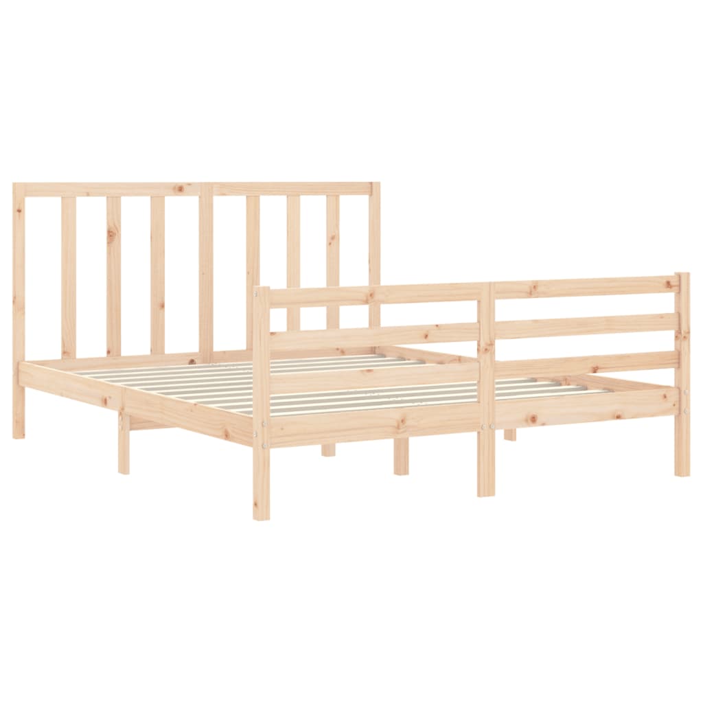 vidaXL Bedframe met hoofdbord massief hout