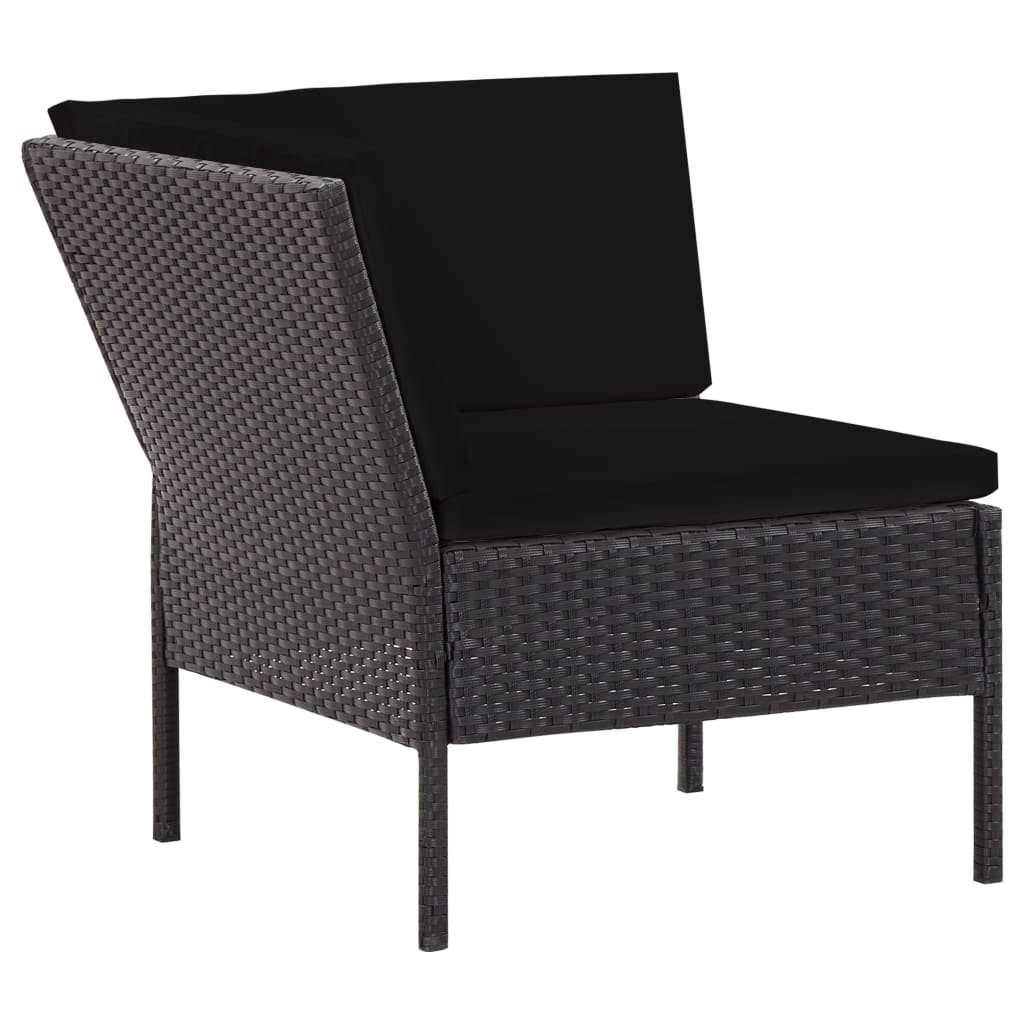 vidaXL 6-delige Loungeset met kussens poly rattan zwart