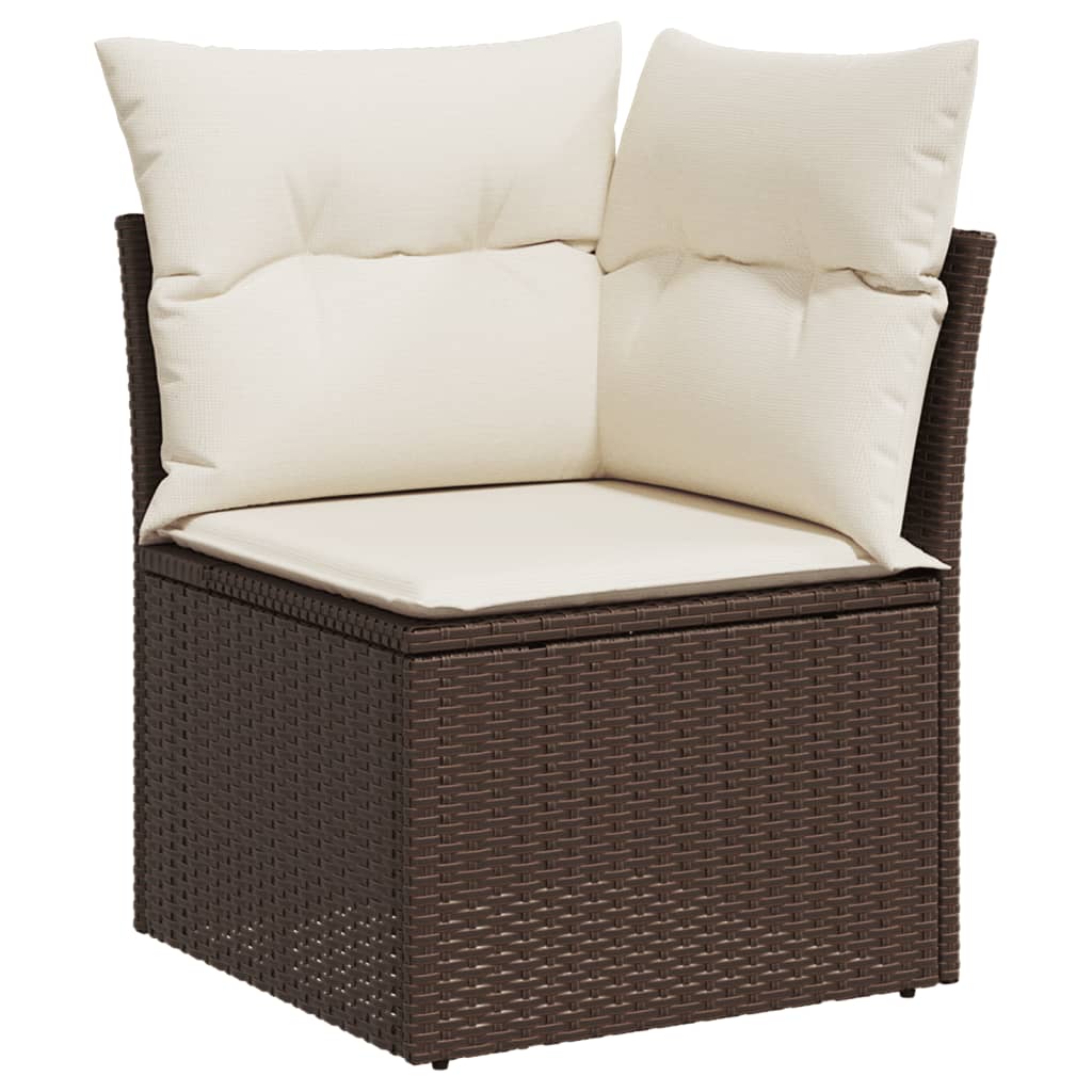 vidaXL 9-delige Loungeset met kussens poly rattan bruin