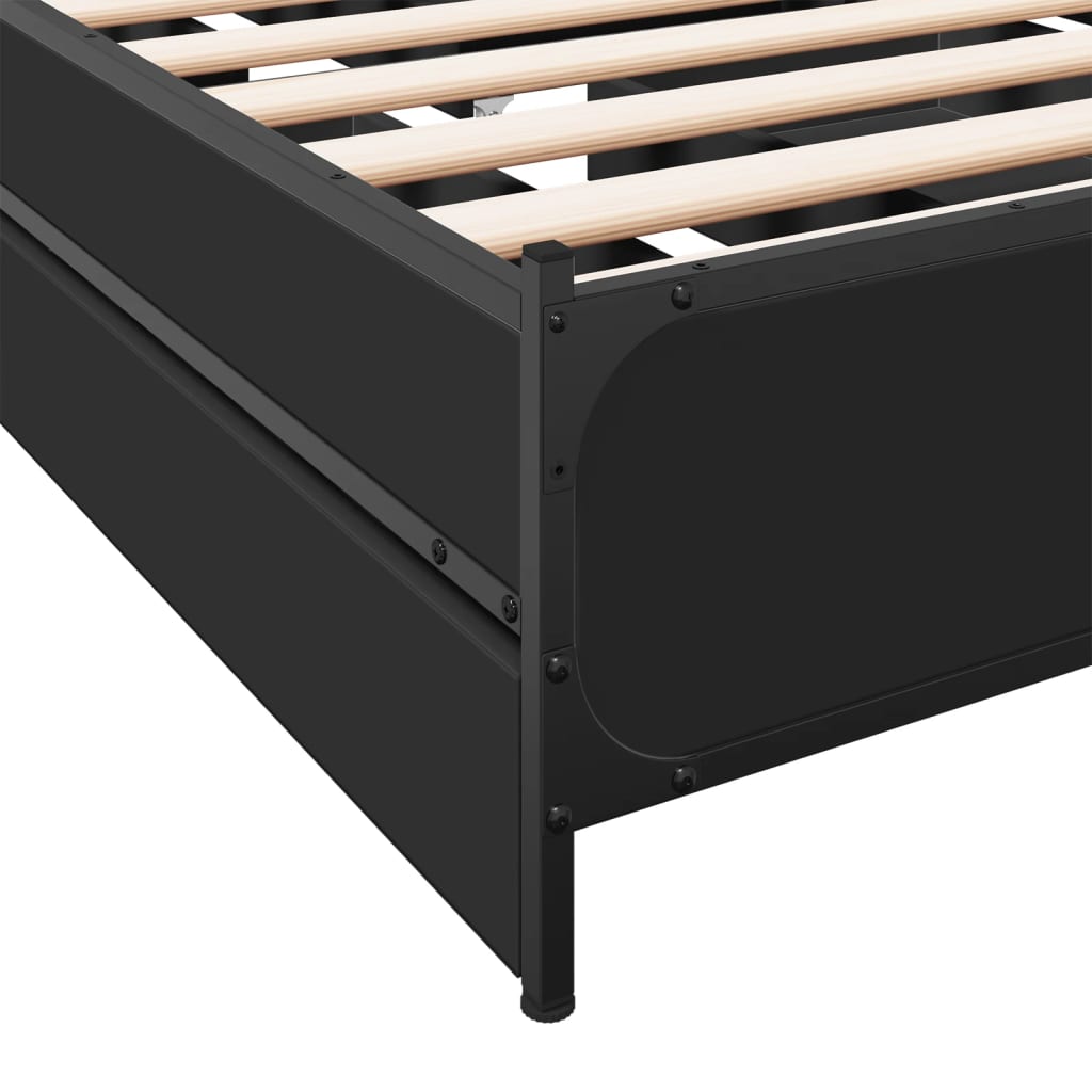 vidaXL Bedframe met lades bewerkt hout zwart 90x200 cm