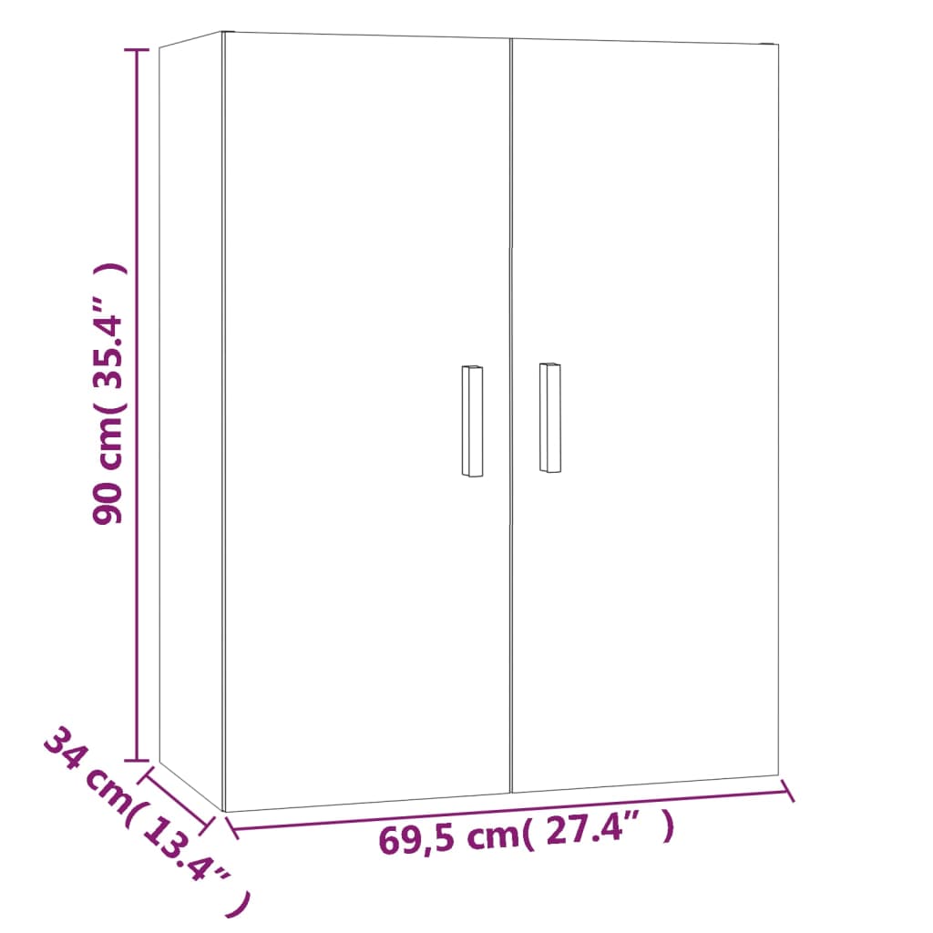 vidaXL Hangkast 69,5x34x90 cm betongrijs