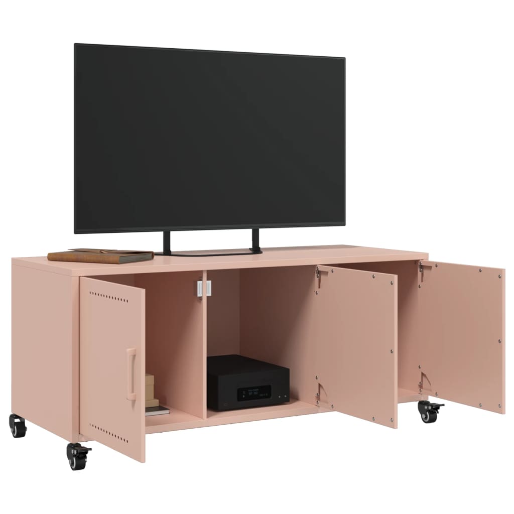 vidaXL Tv-meubel 100,5x39x43,5 cm staal roze