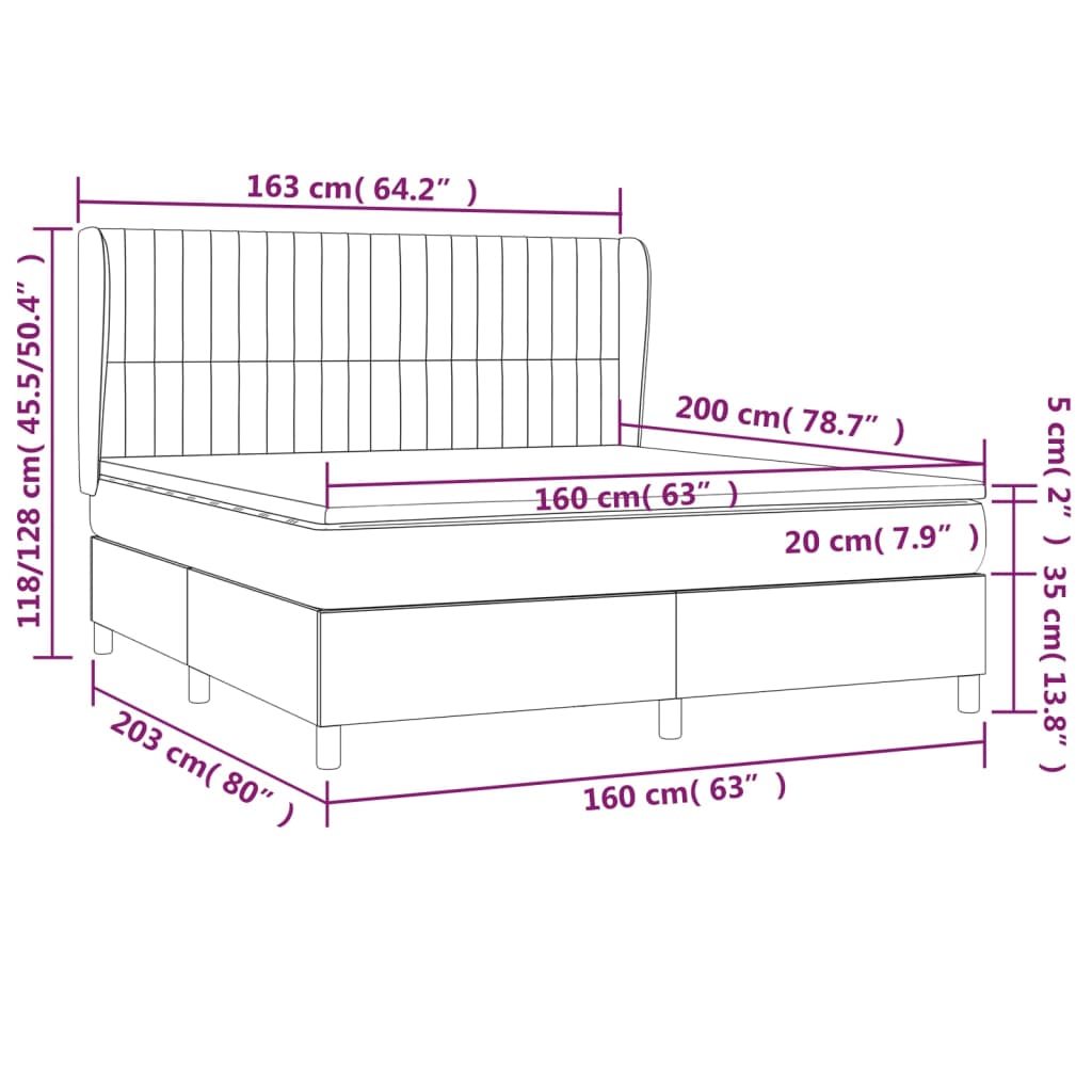 vidaXL Boxspring met matras fluweel roze 160x200 cm